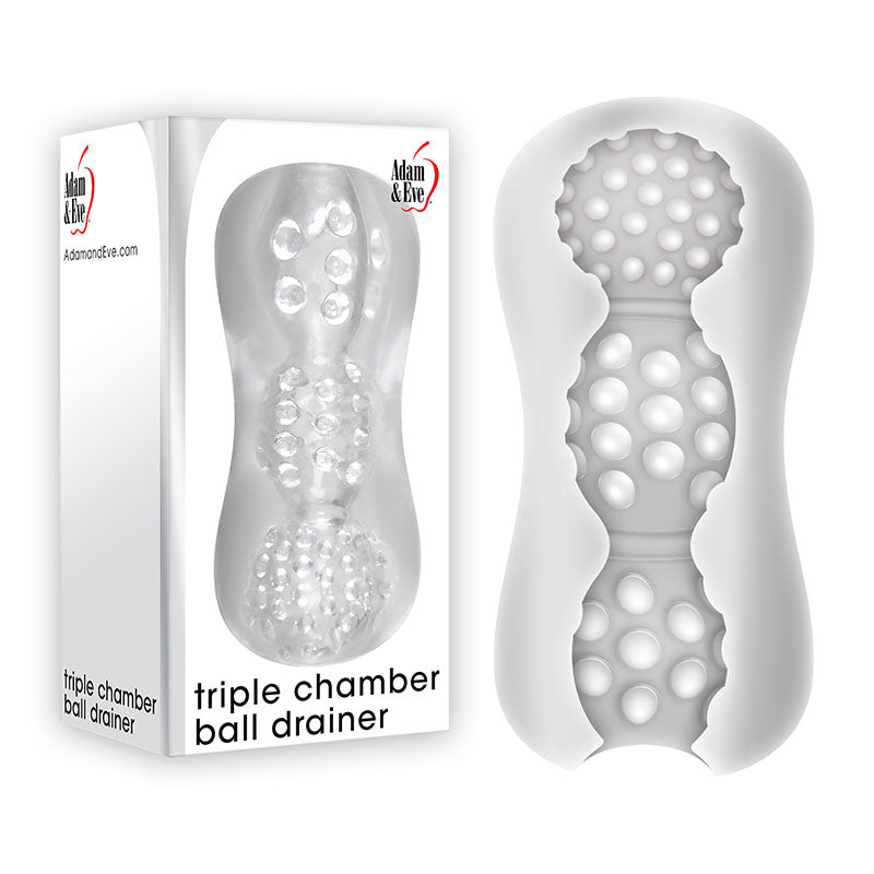 Adam & Eve Triple Chamber Ball Drainer Masturbator Sleeve Clear Adam & Eve