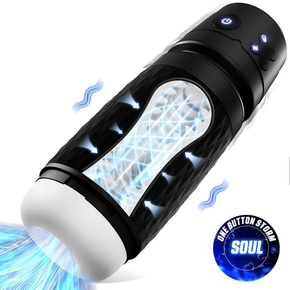 CyberSkin The Warrior USB Rechargeable Sucking & Vibrating Auto Masturbator Black CyberSkin