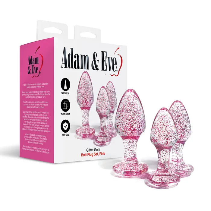 Adam & Eve Glitter Gem Butt Plugs Set Of 3 Sizes Adam & Eve