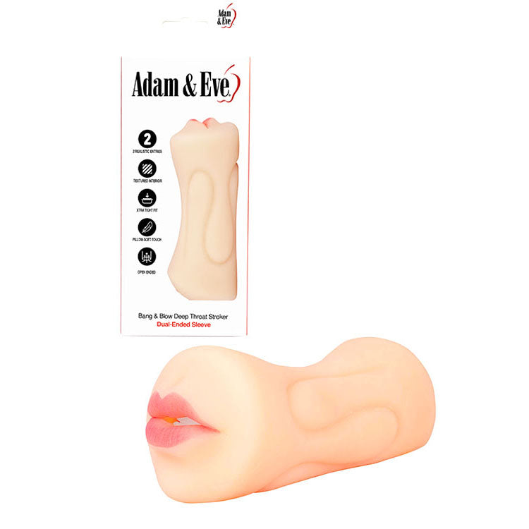 Adam & Eve Bang & Blow Deep Throat Vagina & Mouth Dual Ended Stroker Flesh Adam & Eve