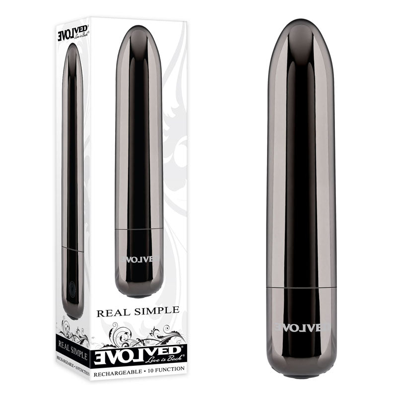 Evolved REAL SIMPLE Chrome USB Rechargeable Bullet Vibrator 10cm