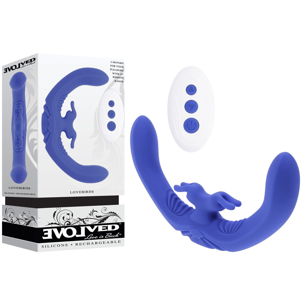 Evolved LOVEBIRDS USB Rechargeable Double Ended Rabbit Vibrator With Remote Evolved