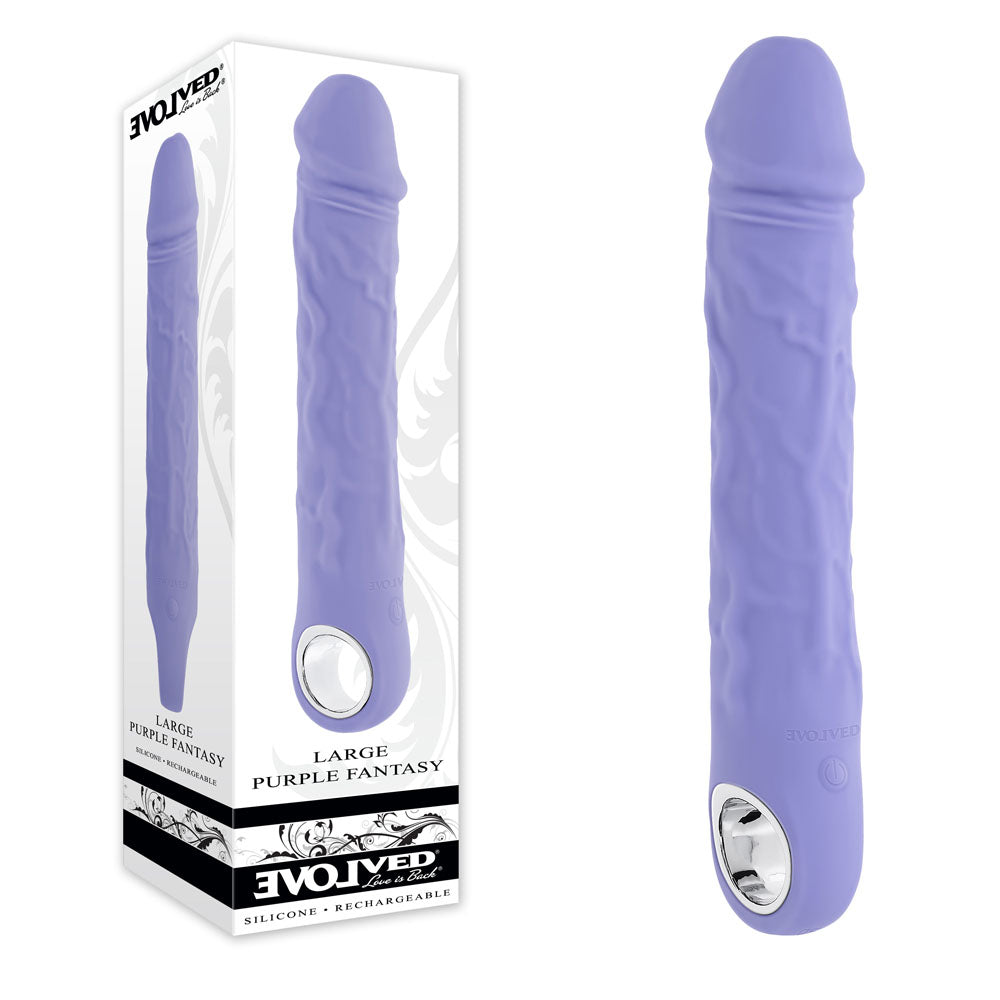 Evolved LARGE PURPLE FANTASY USB Rechargeable Vibrator 21.8cm Purple