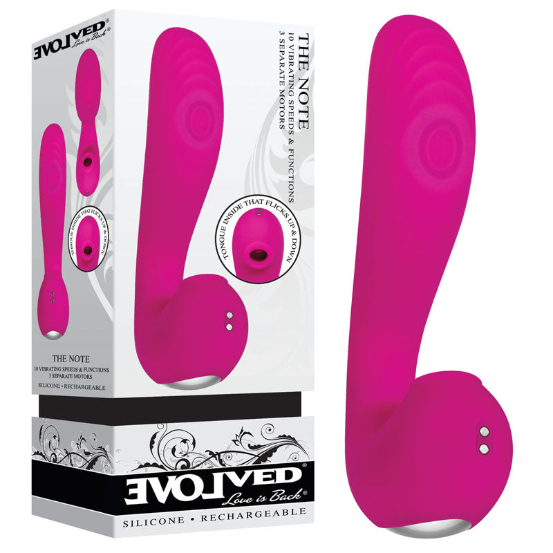 Evolved The Note USB Rechargeable Vibrator With Flicking Clit Stim 16.3cm Evolved