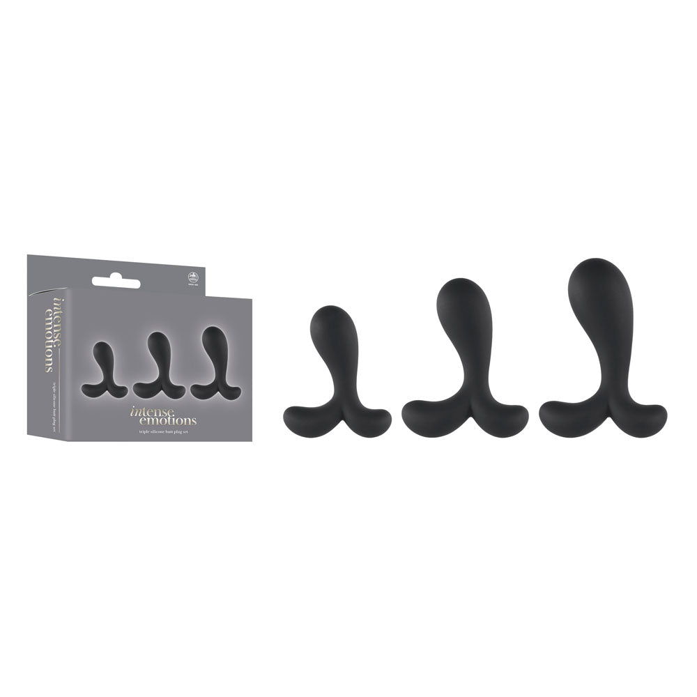 Excellent Power Intense Emotions Butt Plugs Set Of 3 Sizes Black