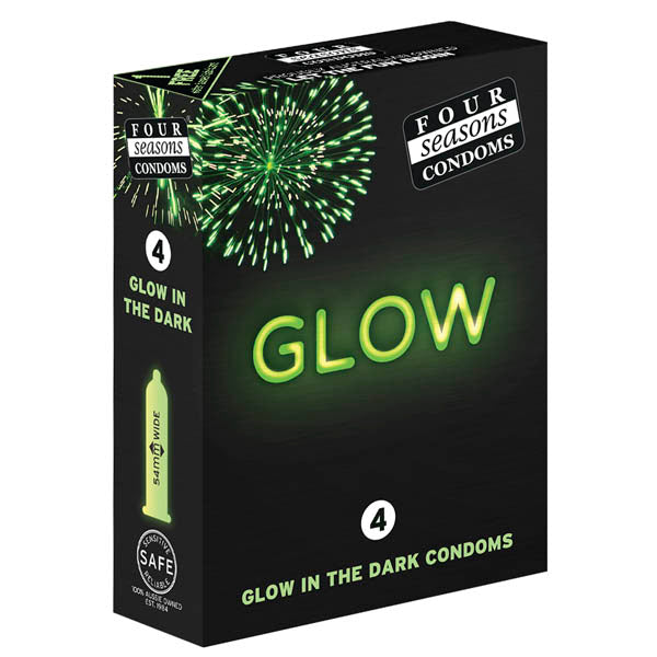 Four Seasons Glow N' Dark Condoms Glow In The Dark Lubricated Condoms 4 Pack Four Seasons