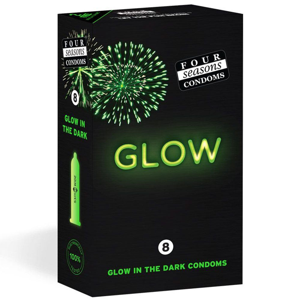 Four Seasons Glow N' Dark Condoms Glow In The Dark Lubricated Condoms 8 Pack Four Seasons