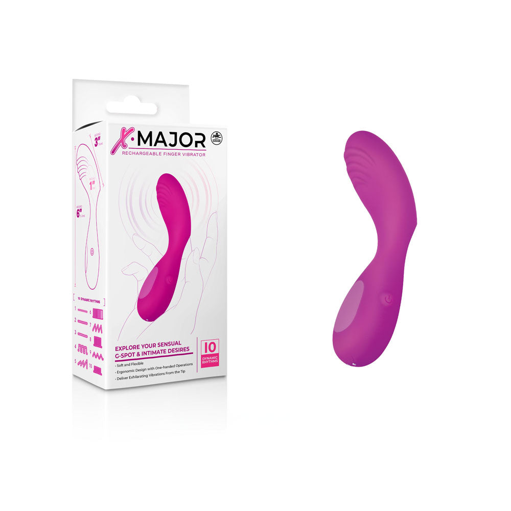 X Major Finger Vibe - Pink - Pink USB Rechargeable Finger Stimulator Excellent Power