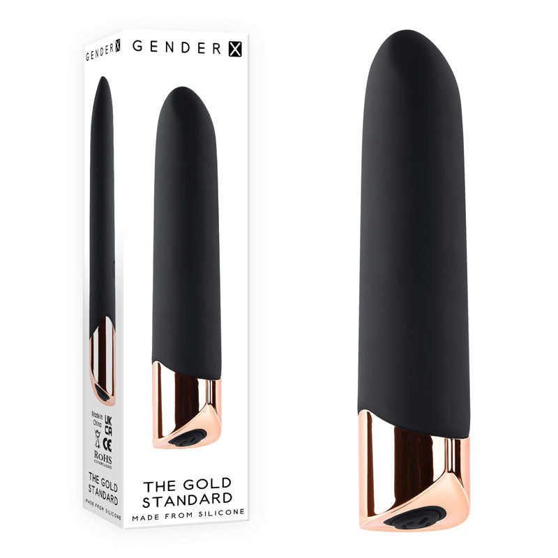 Gender X THE GOLD STANDARD USB Rechargeable Bullet Vibrator Black / Rose Gold Gender X