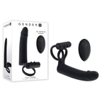 Gender X FULL SWING USB Rechargeable Vibrating Cock Ring With Double Penetrator Dildo Black Gender X