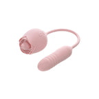 Adam & Eve THRUST & TICKLE USB Rechargeable Flickering Rose Vibrator With Thrusting Bullet Adam & Eve