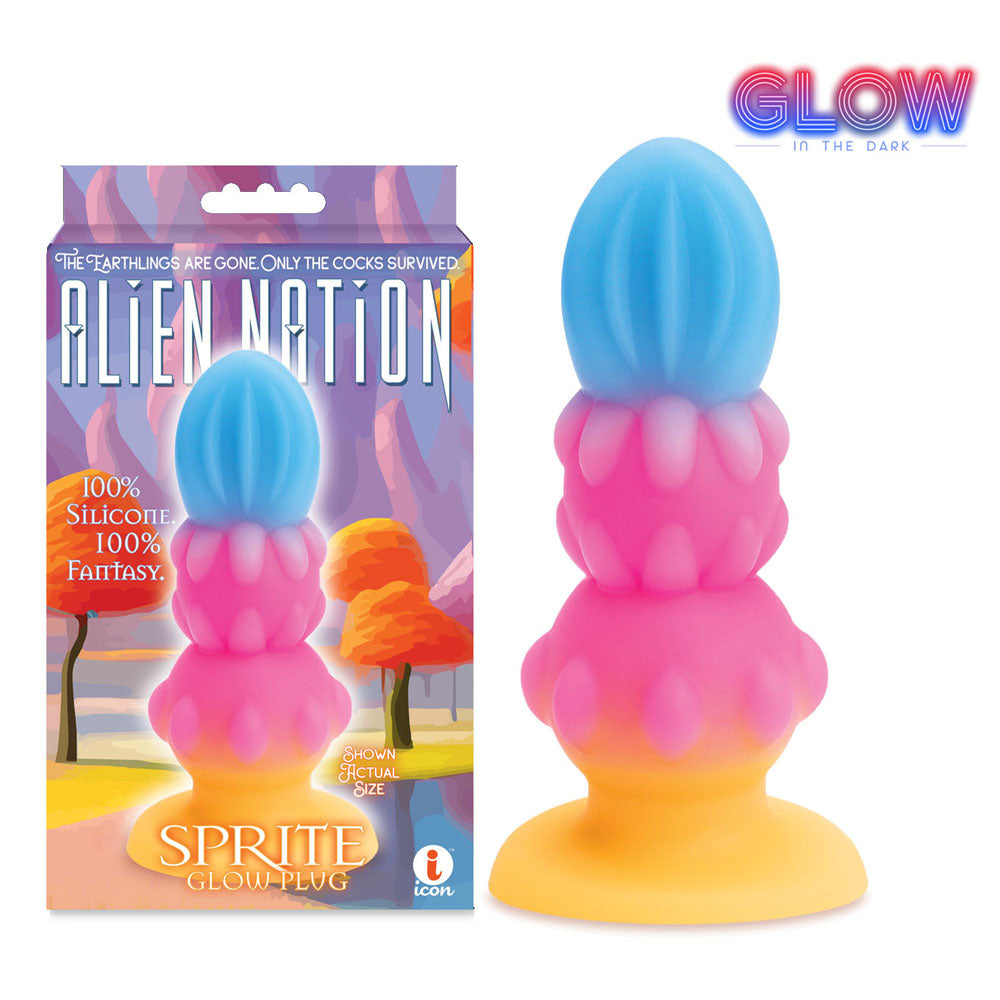Icon Brands Alien Nation Sprite Glow in Dark Coloured Fantasy Anal Plug Icon Brands
