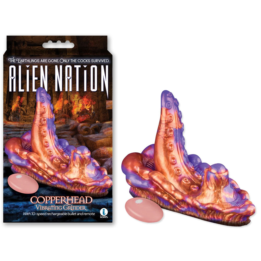 Icon Brands Alien Nation Copperhead USB Rechargeable Vibrating Fantasy Grinder Pad With Remote Colourhead Icon Brands