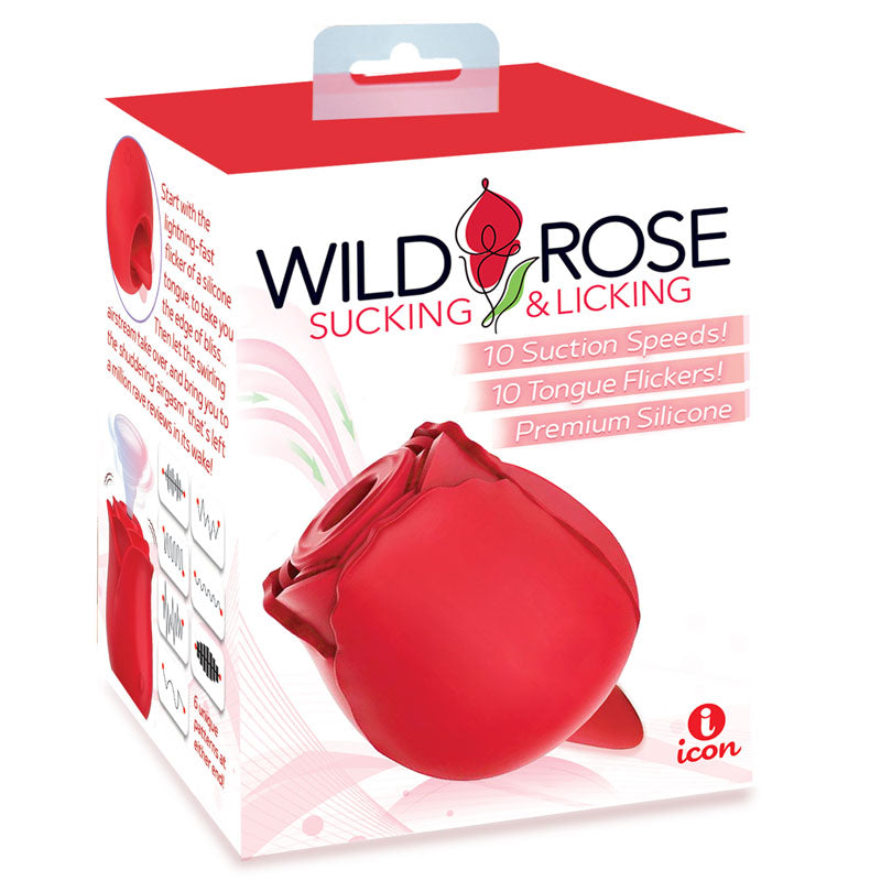 Wild Rose Sucking & Licking USB Rechargeable Air Pulse & Flicking Stimulator Icon Brands