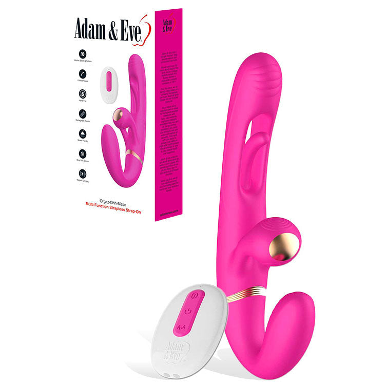 Adam & Eve ORGAZ-OHH-MATIC - Pink 23.5 cm USB Rechargeable Strapless Strap-On with Remote Adam & Eve