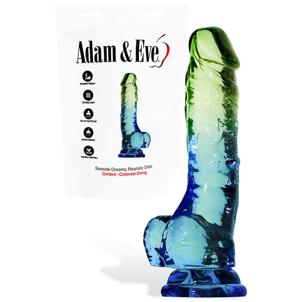 Adam & Eve SENSUAL SEASIDE Dildo 8.5 Inch Blue / Green