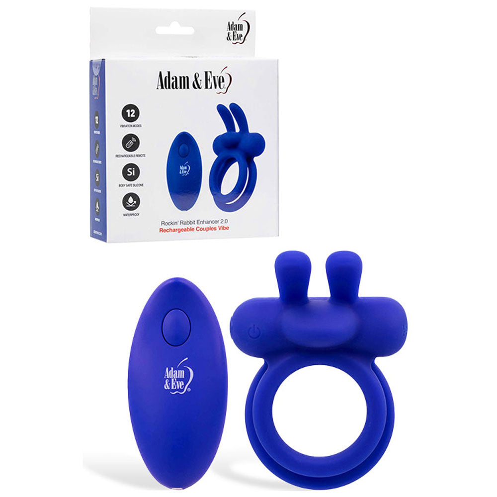 Adam & Eve ROCKIN RABBIT 2.0 USB Rechargeable Vibrating Cock Ring With Wireless Remote