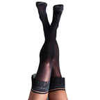 Kixies KEILA Fringe Sheer Thigh Highs Black