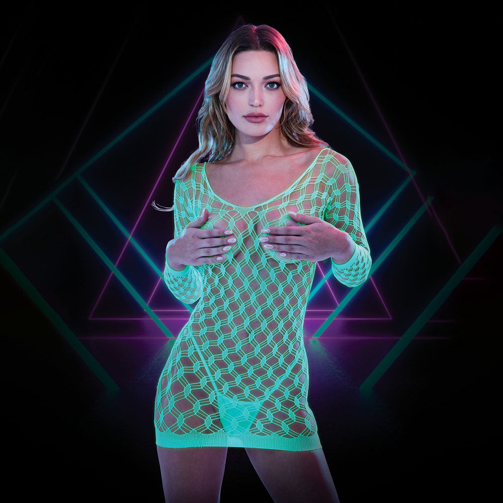 Xgen Products LAPDANCE Glow In The Dark Mini Dress One Size Green Xgen Products