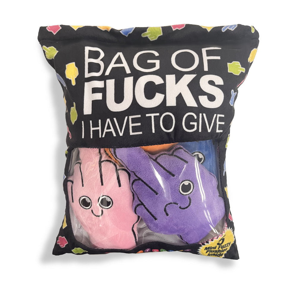 Little Genie Bag Of Fucks I Have To Give Mini Fuzzy FU Plushy Pillows Set Of 5