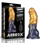 Lovetoy Aerosx Dual Density Inflatable Inflatable Fantasy Dildo 7.5 Inch Gold / Blue