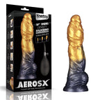 Lovetoy Aerosx Dual Density Inflatable Inflatable Fantasy Dildo 10 Inch Gold / Blue