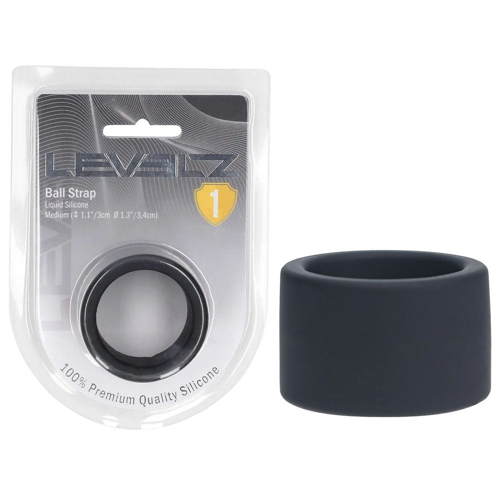 Shots Toys LEVELZ Liquid Silicone Ball Strap Black