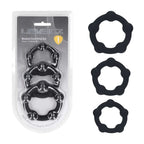 Shots Toys LEVELZ Beaded Silicone Cock Ring Set Of 3 Sizes Black