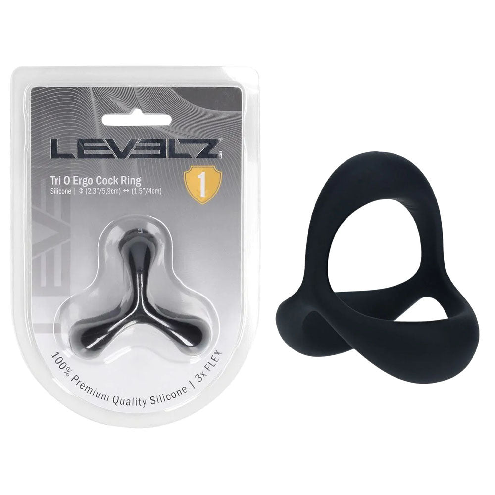 Shots Toys LEVELZ Tri O Ergo Silicone Cock & Ball Ring Black