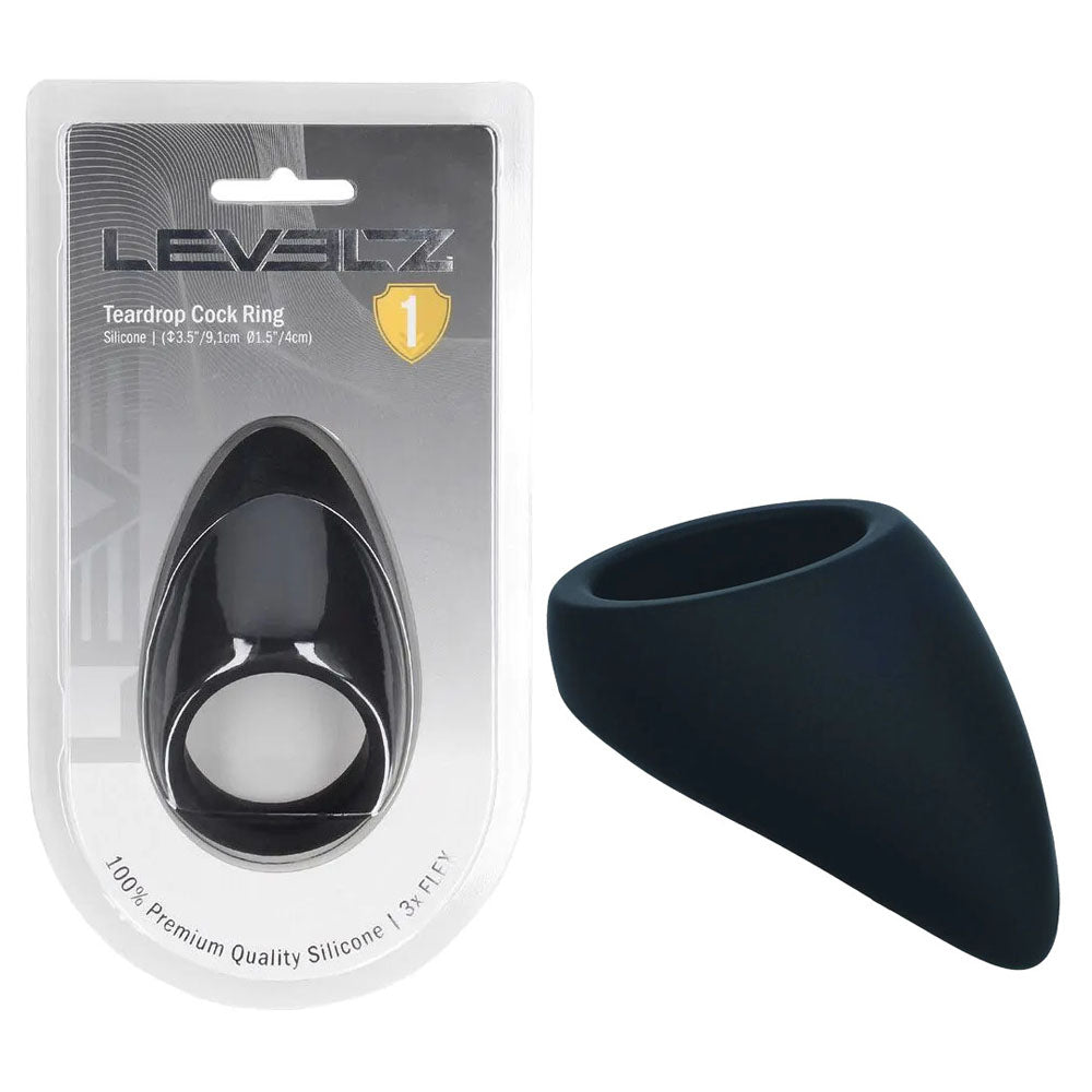 Shots Toys LEVELZ Teardrop Silicone Cock Ring Black