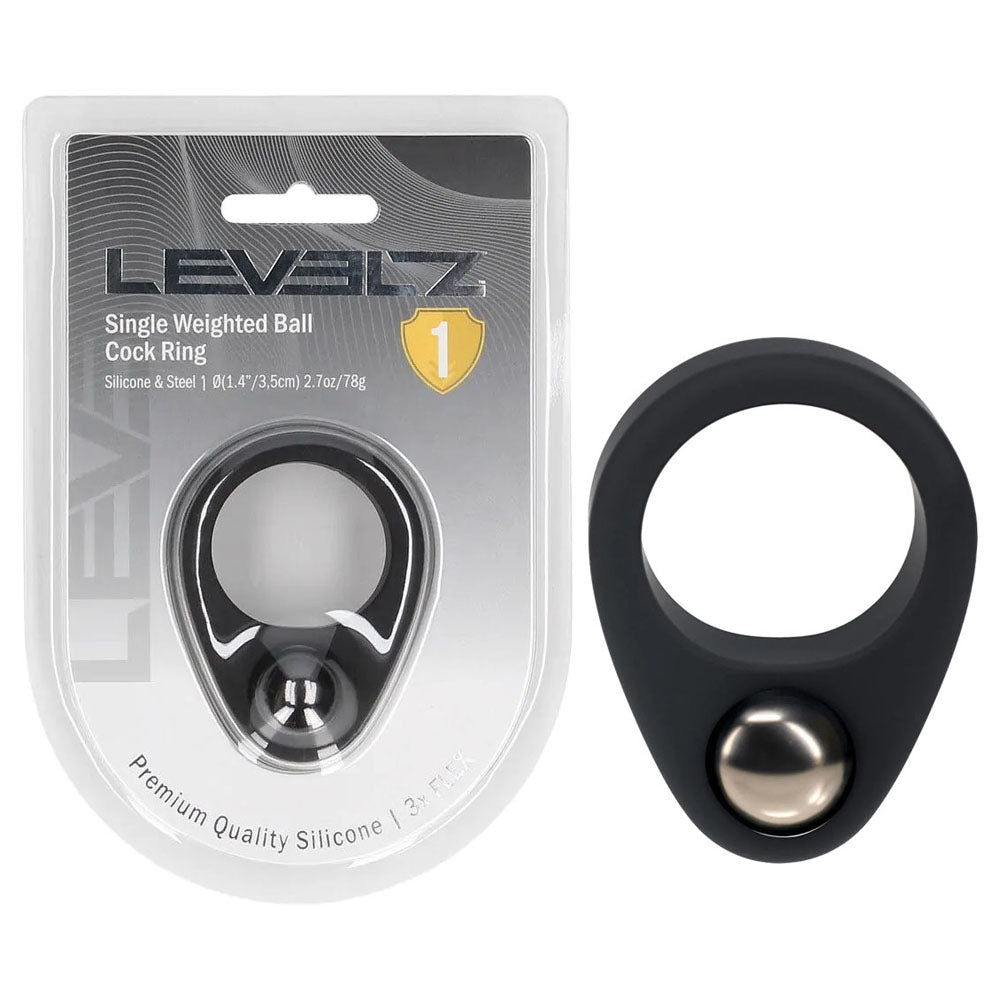 Shots Toys LEVELZ Single Weighted Ball Cock Ring Black