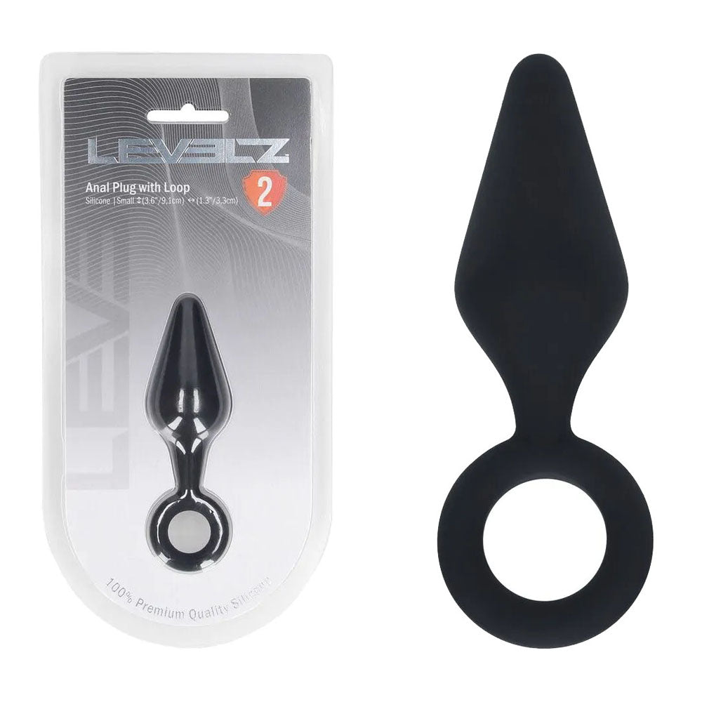 Shots Toys LEVELZ Silicone Anal Plug With Loop Black