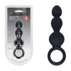 Shots Toys LEVELZ Beaded Silicone Anal Probe With Loop Black 15.3cm