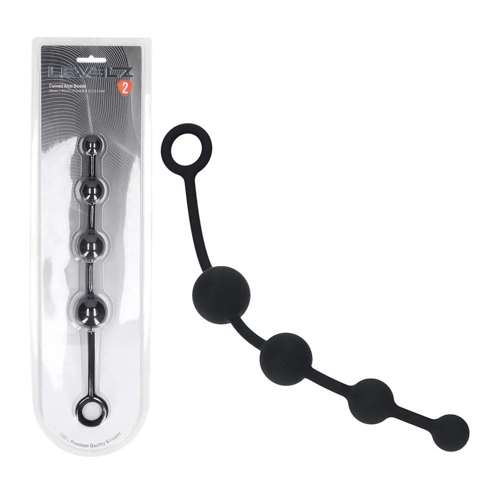 Shots Toys LEVELZ Curved Silicone Anal Beads Black 29.5cm
