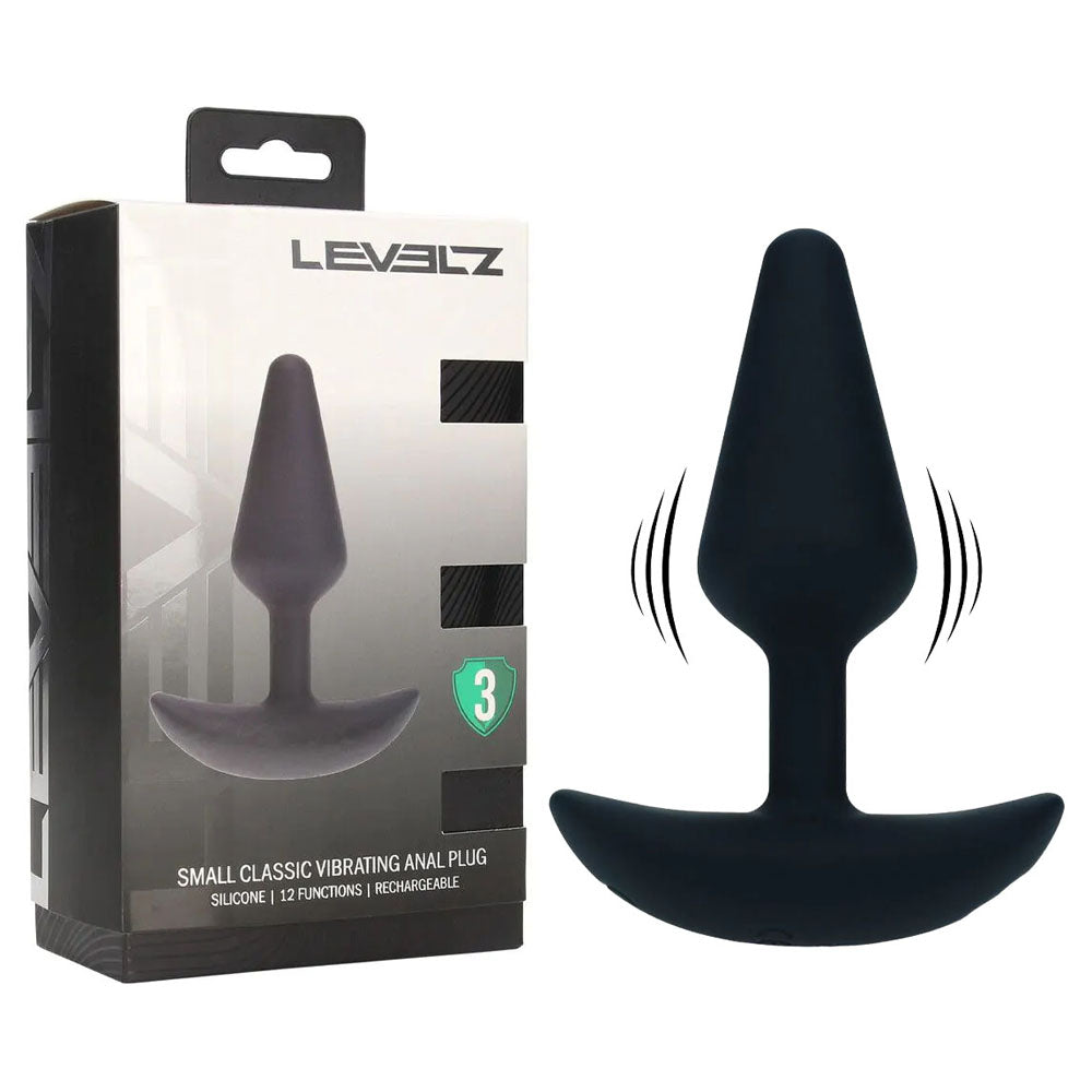 Shots Toys LEVELZ Classic USB Rechargeable Vibrating Silicone Anal Plug Small Black