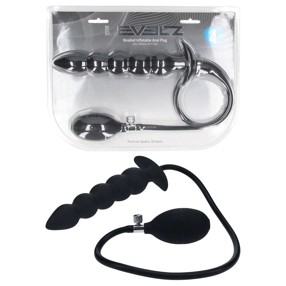 Shots Toys LEVELZ Beaded Inflatable Anal Plug Black