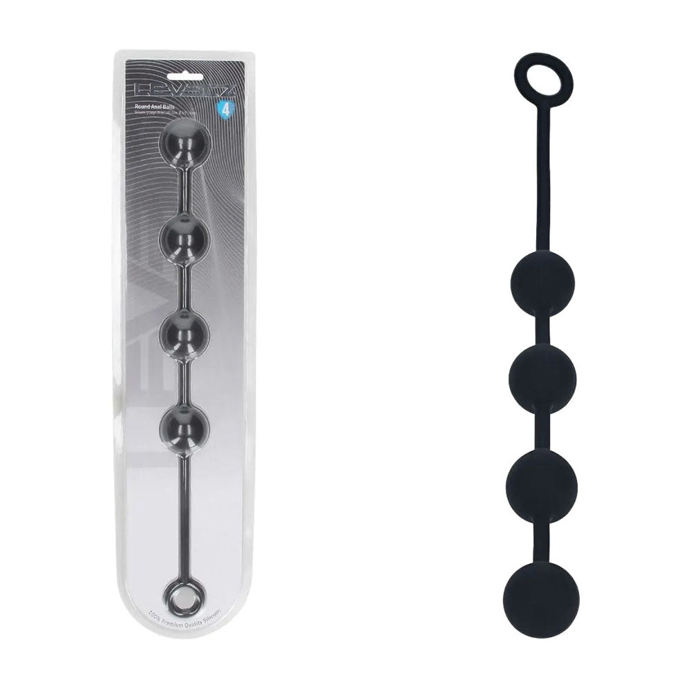 Shots Toys LEVELZ Round Silicone Anal Balls Beads 40mm Black Large