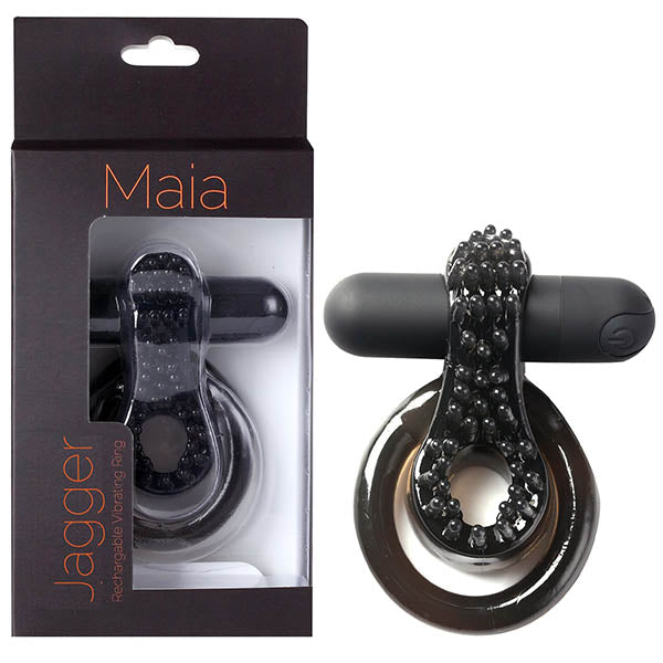 Maia Jagger USB Rechargeable Vibrating Cock & Ball Ring Black Maia Toys