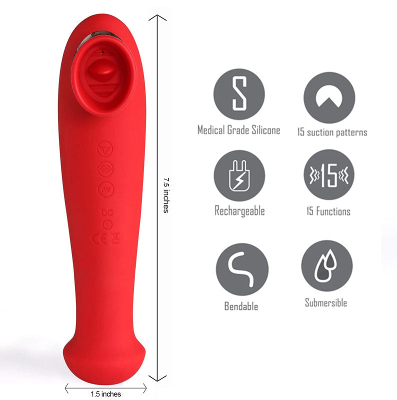Maia Destiny USB Rechargeable Suction Fluttering Tongue Vibrator Wand Maia Toys