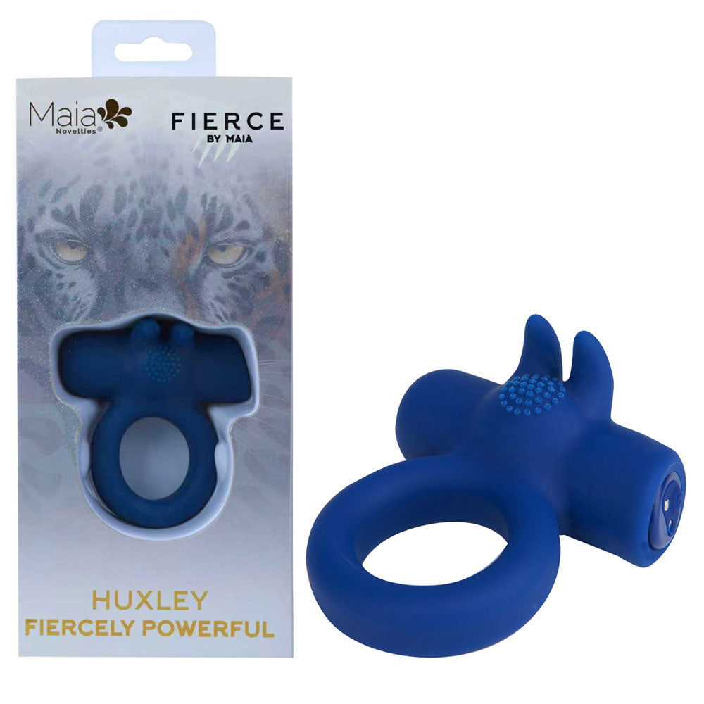 Maia HUXLEY USB Rechargeable Strong Vibrating Cock Ring Blue