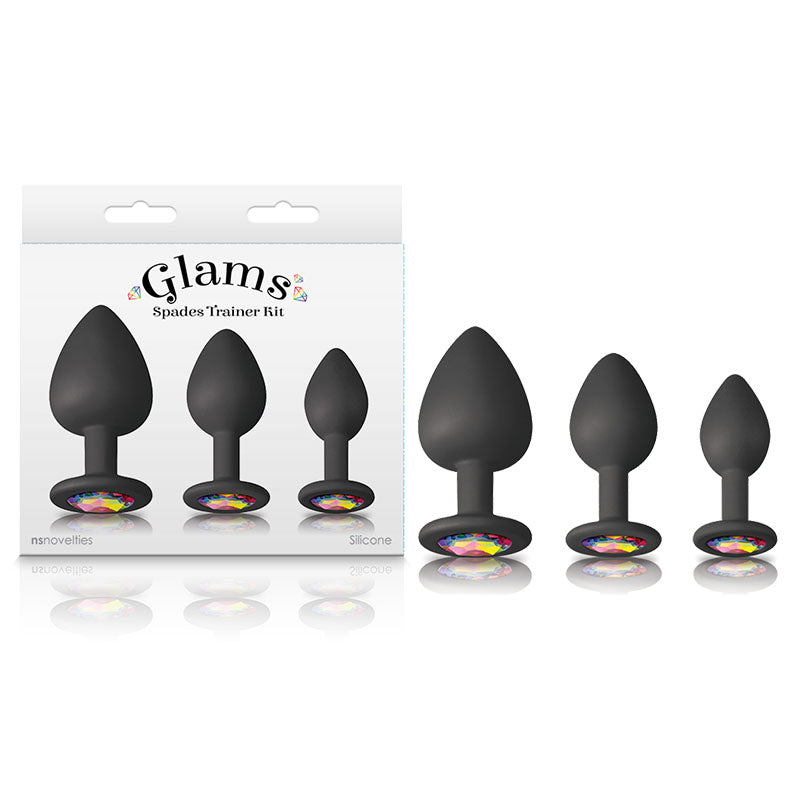 NS Novelties Glams Spades Trainer Kit Butt Plugs With Gems Set Of 3 Sizes NS Novelties