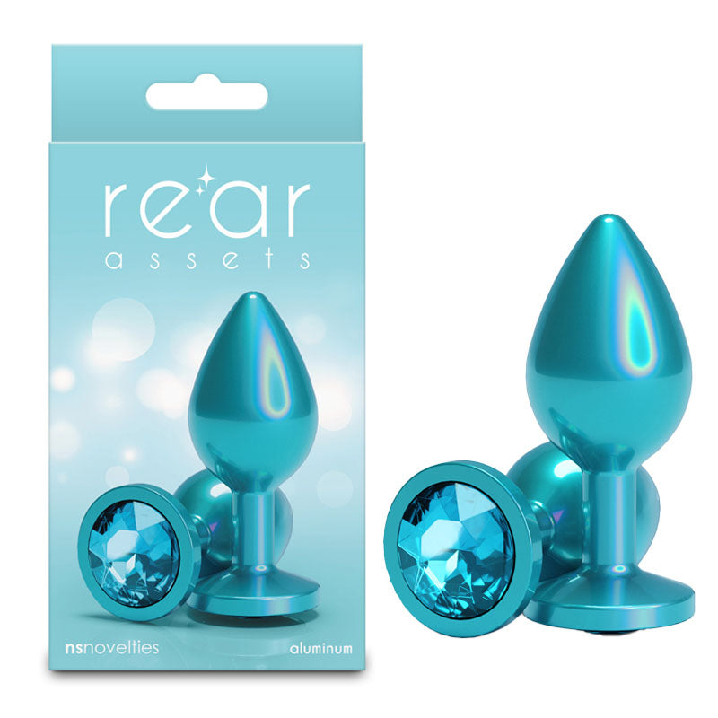 NS Novelties Rear Assets Medium Butt Plug 8.2cm Iridescent Teal