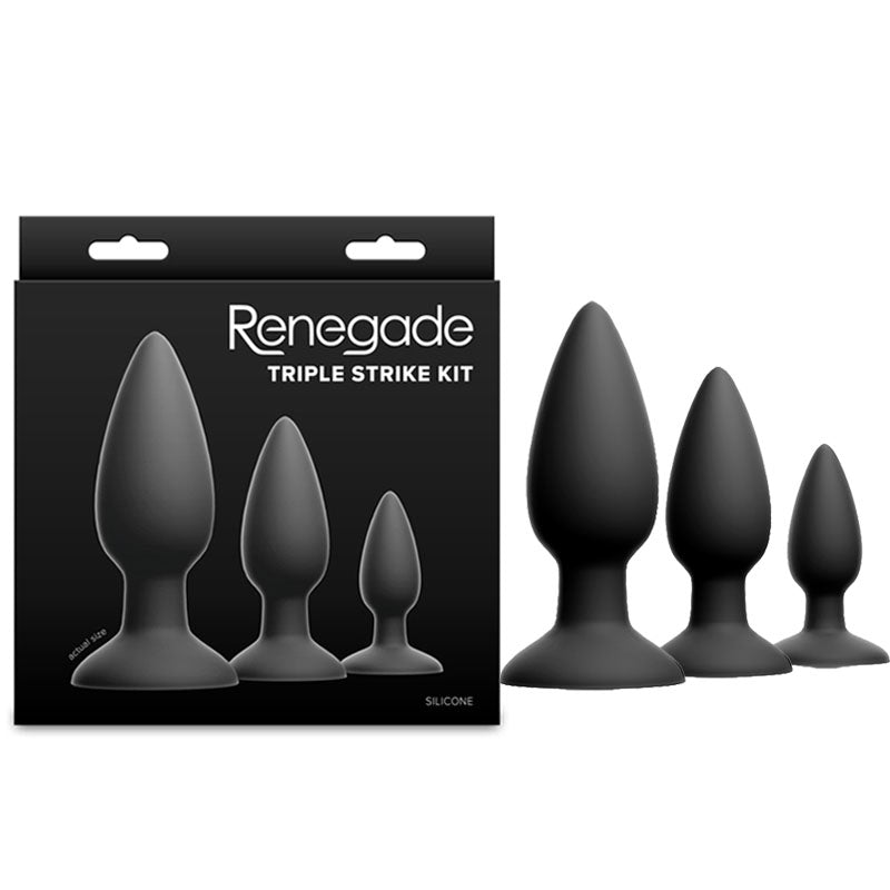 NS Novelties Renegade Triple Strike Kit Butt Plugs Set Of 3 Sizes