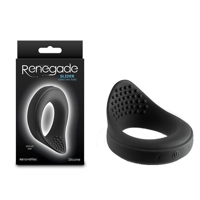NS Novelties Renegade Slider USB Rechargeable Vibrating Cock Ring Black NS Novelties
