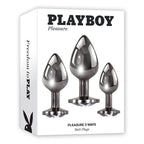 Playboy Pleasure PLEASURE 3 WAYS Metal Butt Plugs Set Of 3 Sizes Playboy Pleasure