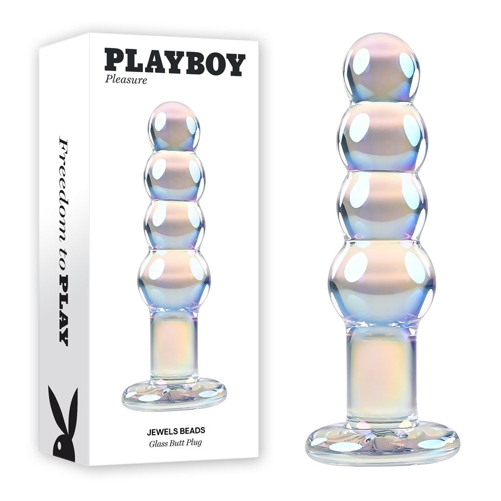 Playboy Pleasure JEWELS BEADS Glass Anal Beads 12cm Clear Playboy Pleasure