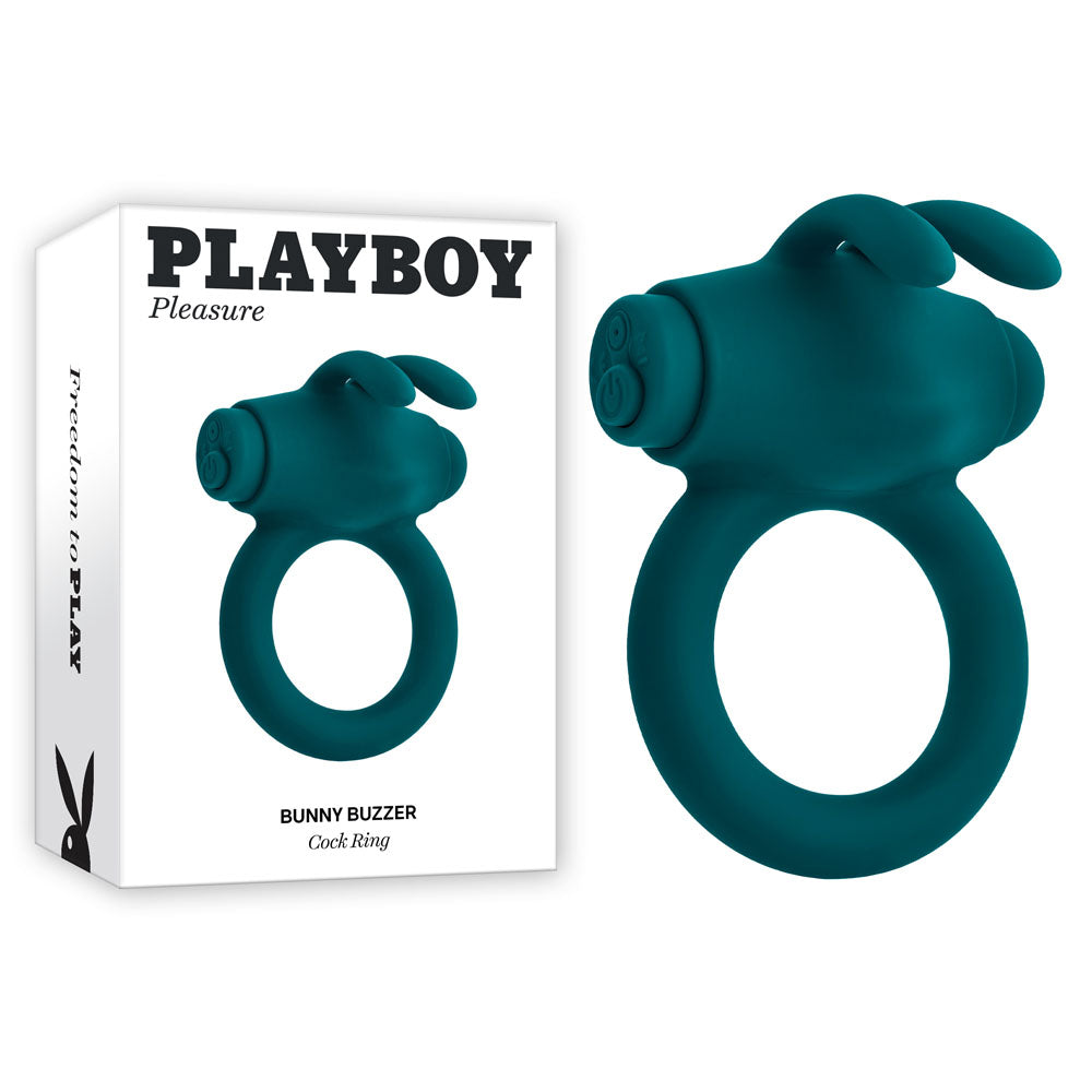 Playboy Pleasure BUNNY BUZZER USB Rechargeable Vibrating Cock Ring Green Playboy Pleasure