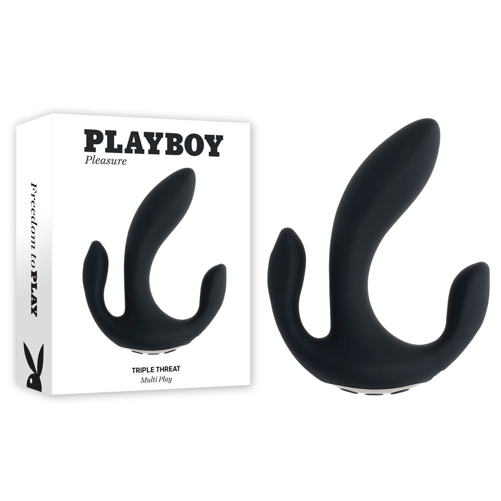 Playboy Pleasure TRIPLE THREAT USB Rechargeable Triple Probe Vibrator Playboy Pleasure