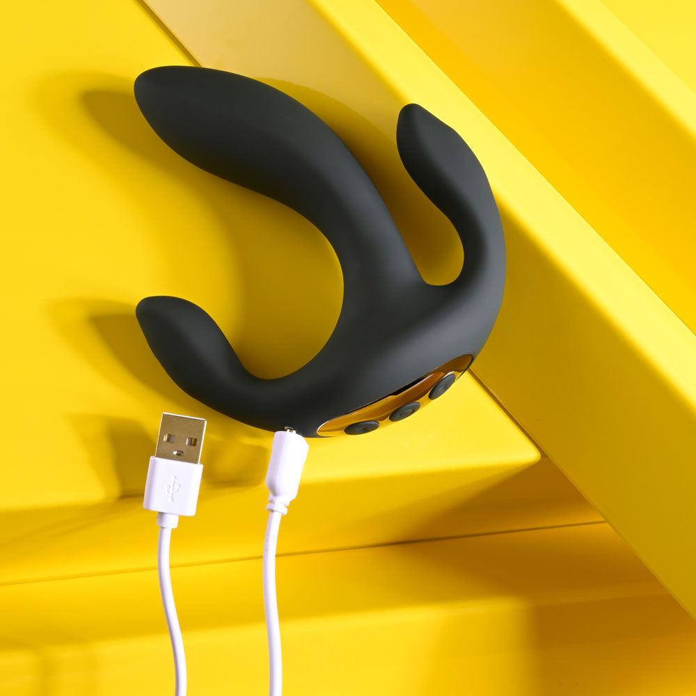 Playboy Pleasure TRIPLE THREAT USB Rechargeable Triple Probe Vibrator Playboy Pleasure