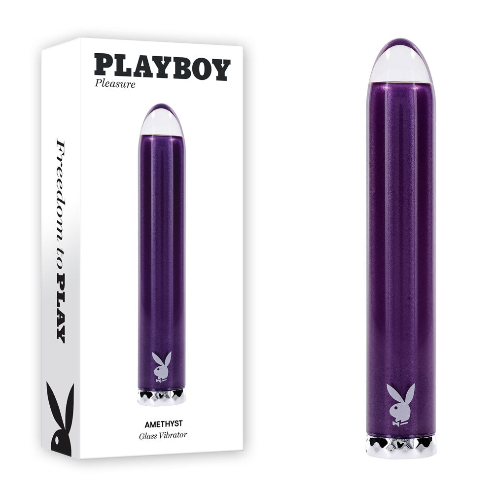 Playboy Pleasure AMETHYST USB Rechargeable Glass Tipped Mini Vibrator Purple Playboy Pleasure